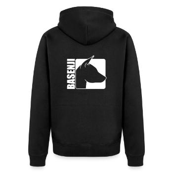 Basenji Profil Hund Hunde Wilsigns - Unisex Premium Bio Zip Hoodie - Schwarz - Hinten - Nico (187cm)