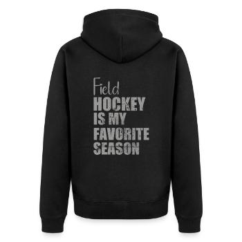 Le hockey sur gazon est ma saison préférée de hockey en salle - Veste à capuche bio Premium Unisexe - noir - Dos - Nico (187cm)