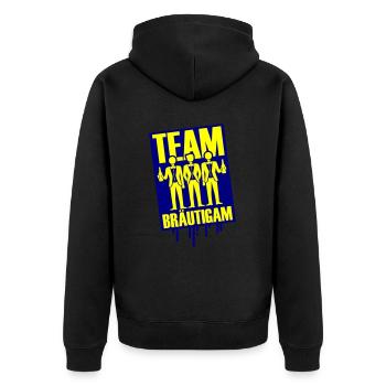 Team Bräutigam Polterhochzeit - Unisex Premium Bio Zip Hoodie - Schwarz - Hinten - Nico (187cm)
