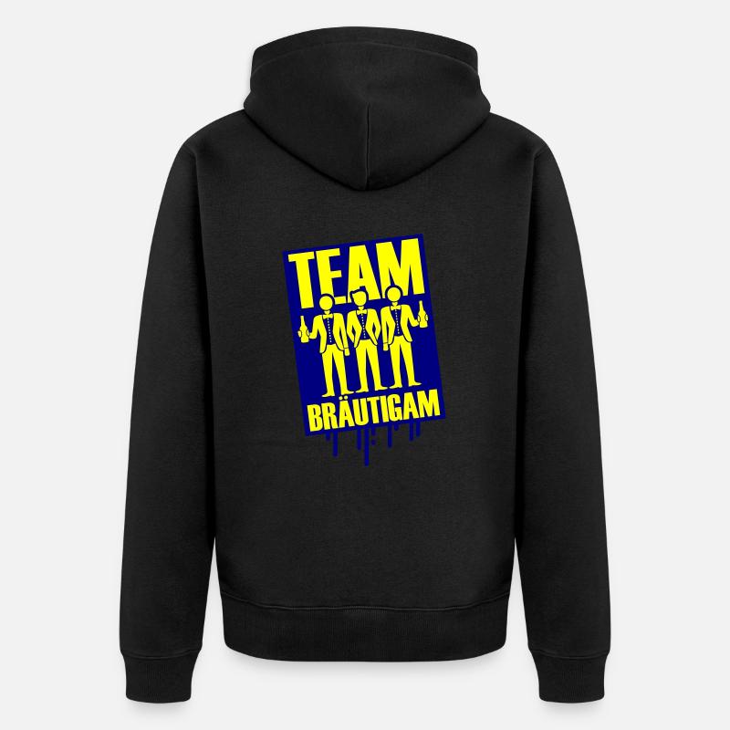 Team Bräutigam Polterhochzeit - Unisex Premium Bio Zip Hoodie - Schwarz