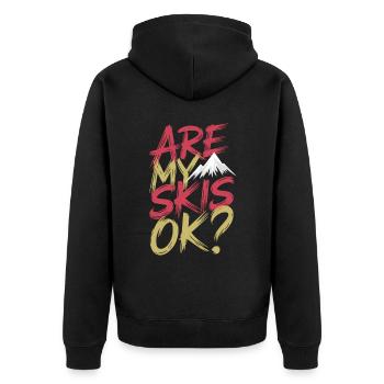 Are My Skis Ok 15 - Unisex Premium Bio Zip Hoodie - Schwarz - Hinten - Nico (187cm)