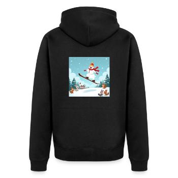 Aventure hivernale avec le bonhomme de neige – saut à ski - Veste à capuche bio Premium Unisexe - noir - Dos - Nico (187cm)
