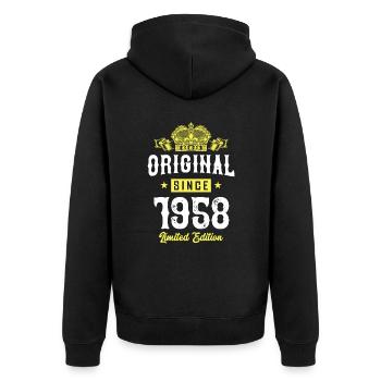 1958 Limited Edition - Unisex Premium Organic Zip Hoodie - black - Back - Nico (187cm)