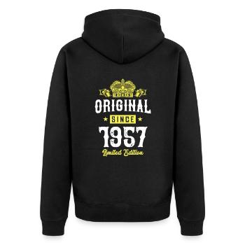 1957 limited edition - Unisex Premium Bio Zip Hoodie - Schwarz - Hinten - Nico (187cm)