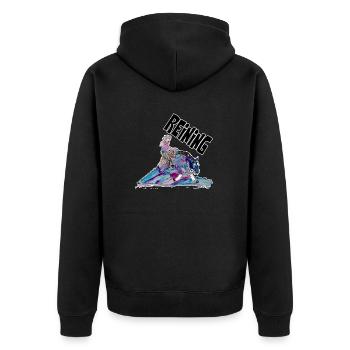 Reining - Unisex Premium Organic Zip Hoodie - black - Back - Nico (187cm)