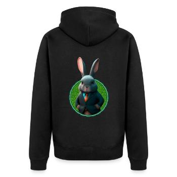 Business Hase im Anzug - Unisex Premium Bio Zip Hoodie - Schwarz - Hinten - Nico (187cm)