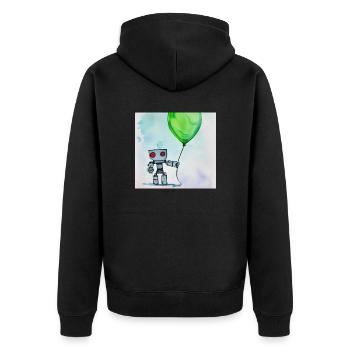 Roboter mit Ballon - Unisex Premium Bio Zip Hoodie - Schwarz - Hinten - Nico (187cm)