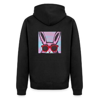Chiller Hase - Unisex Premium Bio Zip Hoodie - Schwarz - Hinten - Nico (187cm)