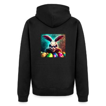Ostern kommt - Unisex Premium Bio Zip Hoodie - Schwarz - Hinten - Nico (187cm)