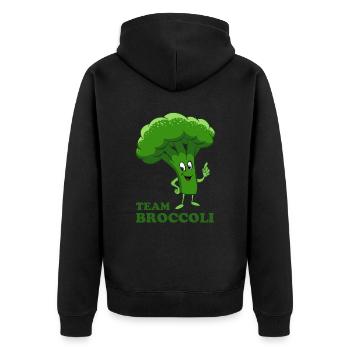 Team Broccoli - Vegetables, vegetarian, vegan - Unisex Premium Organic Zip Hoodie - black - Back - Nico (187cm)