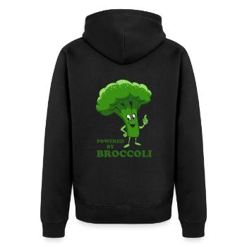 Powered by Broccoli - Légumes, végétarien, végétalien - Veste à capuche bio Premium Unisexe - noir - Dos - Nico (187cm)