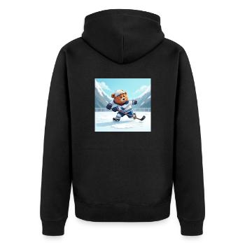 Polar bear playing hockey in winter - Unisex Premium Organic Zip Hoodie - black - Back - Nico (187cm)