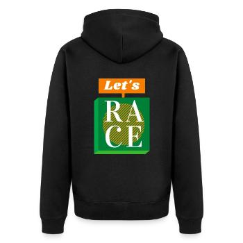Das Rennen - Unisex Premium Bio Zip Hoodie - Schwarz - Hinten - Nico (187cm)