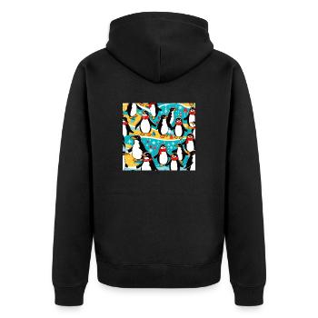 Pinguin Party - Unisex Premium Bio Zip Hoodie - Schwarz - Hinten - Nico (187cm)