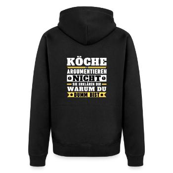 Les chefs ne se disputent pas - Veste à capuche bio Premium Unisexe - noir - Dos - Nico (187cm)