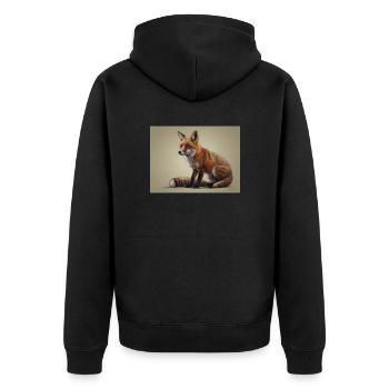 Fuchs Tier - Unisex Premium Bio Zip Hoodie - Schwarz - Hinten - Nico (187cm)