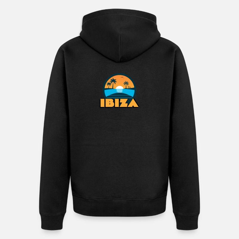 Coucher de soleil à Ibiza - Veste à capuche bio Premium Unisexe - noir