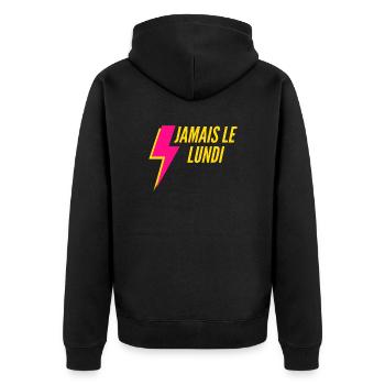 vêtement homme femme humour - Veste à capuche bio Premium Unisexe - noir - Dos - Nico (187cm)