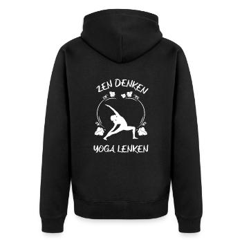 Yoga - Unisex Premium Bio Zip Hoodie - Schwarz - Hinten - Nico (187cm)