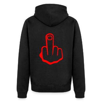 Middle finger - Unisex Premium Organic Zip Hoodie - black - Back - Nico (187cm)