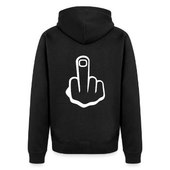 Middle finger - Unisex Premium Organic Zip Hoodie - black - Back - Nico (187cm)