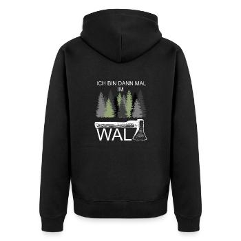 I'm off to the woods lumberjack - Unisex Premium Organic Zip Hoodie - black - Back - Nico (187cm)