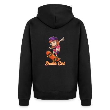 Skaterin Mädchen Skateboard Skateboarderin - Unisex Premium Bio Zip Hoodie - Schwarz - Hinten - Nico (187cm)