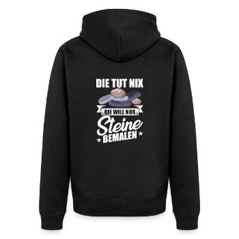 Die tut nix die will nur Steine bemalen steine - Unisex Premium Bio Zip Hoodie - Schwarz - Hinten - Nico (187cm)