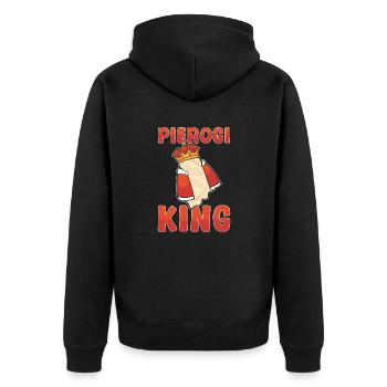 König Pierogi - Unisex Premium Bio Zip Hoodie - Schwarz - Hinten - Nico (187cm)
