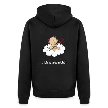 Engel_Teufel ichwarsnicht - Unisex Premium Bio Zip Hoodie - Schwarz - Hinten - Nico (187cm)