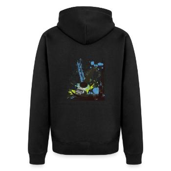 Musik - Unisex Premium Bio Zip Hoodie - Schwarz - Hinten - Nico (187cm)