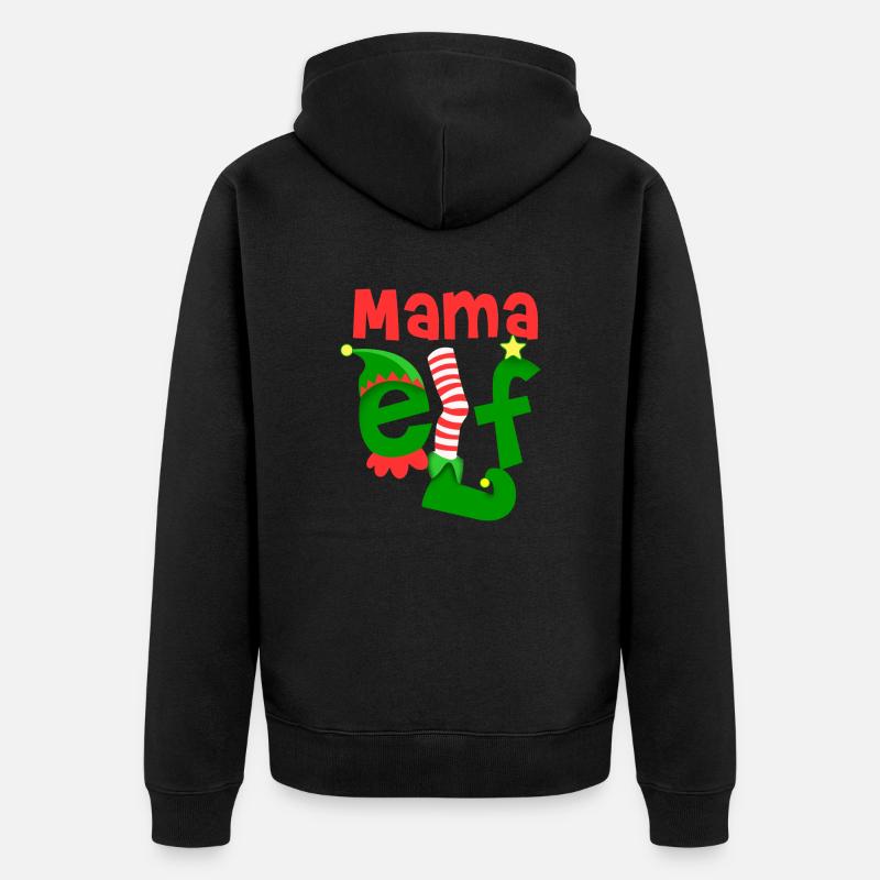 Mama Elf - Unisex Premium Bio Zip Hoodie - Schwarz