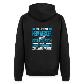 HEIMWERKER - Perfekt - Unisex Premium Bio Zip Hoodie - Schwarz - Hinten - Nico (187cm)