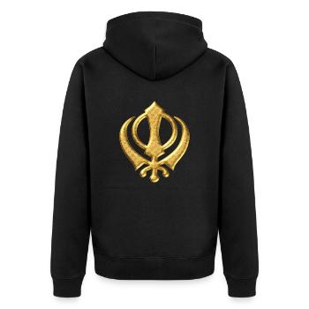 Khanda Sikh Symbol Schwerter Religion Sikhismus - Unisex Premium Bio Zip Hoodie - Schwarz - Hinten - Nico (187cm)