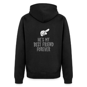 He´s My Best Friend Forever (right) - Unisex Premium Bio Zip Hoodie - Schwarz - Hinten - Nico (187cm)