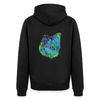 chat, chat, illustration, graffiti, chat, - Veste à capuche bio Premium Unisexe - noir - Dos - Nico (187cm)