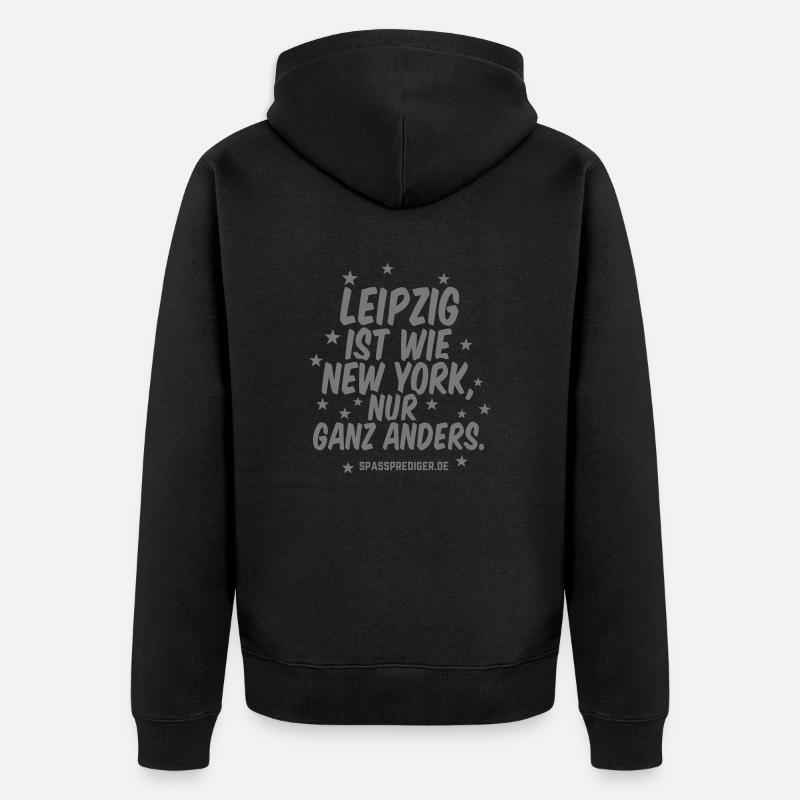 Leipzig - Unisex Premium Bio Zip Hoodie - Schwarz