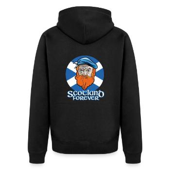 Schottland Spruch Scotland Forever - Unisex Premium Bio Zip Hoodie - Schwarz - Hinten - Nico (187cm)