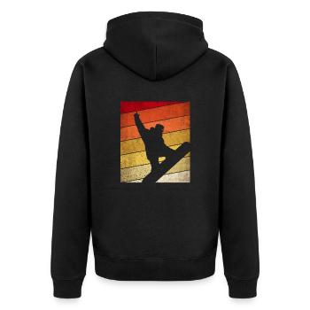 Retro Snowboard Snowboarder Winter Sport Oldschool - Unisex Premium Bio Zip Hoodie - Schwarz - Hinten - Nico (187cm)