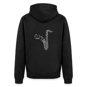 Jazz Saxophon - Unisex Premium Bio Zip Hoodie - Schwarz - Hinten - Nico (187cm)