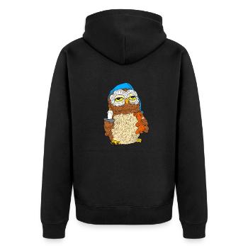Owl "Good Night" "Good Morning" - Unisex Premium Organic Zip Hoodie - black - Back - Nico (187cm)