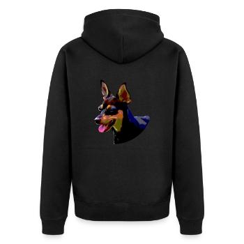colorful doberman pinscher - Unisex Premium Organic Zip Hoodie - black - Back - Nico (187cm)
