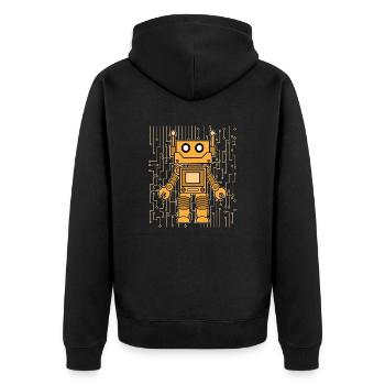 ROBOT CARTOON 2 by The Manzanita´s - Unisex Premium Bio Zip Hoodie - Schwarz - Hinten - Nico (187cm)
