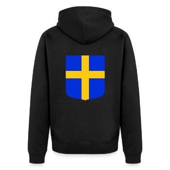 Drapeau bouclier Suède - Veste à capuche bio Premium Unisexe - noir - Dos - Nico (187cm)