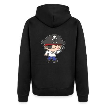 Pirate - Unisex Premium Organic Zip Hoodie - black - Back - Nico (187cm)