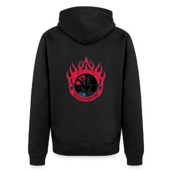 Flamme Feuerwehr Logo mod - Unisex Premium Bio Zip Hoodie - Schwarz - Hinten - Nico (187cm)