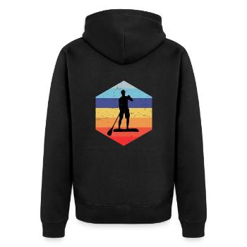 Sup Standup Paddeln Stand Up Paddel Jungen Herren - Unisex Premium Bio Zip Hoodie - Schwarz - Hinten - Nico (187cm)