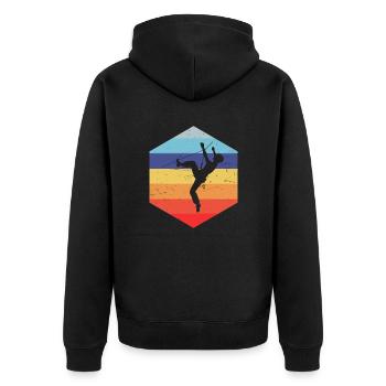 Bouldering Bouldering Women's Boulder Climber - Unisex Premium Organic Zip Hoodie - black - Back - Nico (187cm)