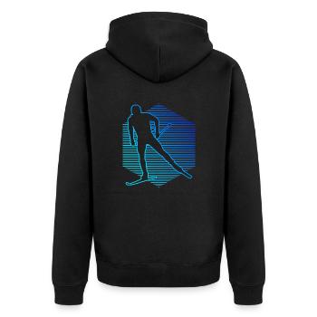 Langlauf Classic Damen Herren Langlauf Langlauf Kl - Unisex Premium Bio Zip Hoodie - Schwarz - Hinten - Nico (187cm)
