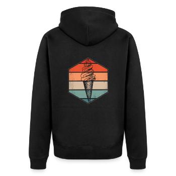 RETRO T-Shirt für Eisliebhaber... - Unisex Premium Bio Zip Hoodie - Schwarz - Hinten - Nico (187cm)